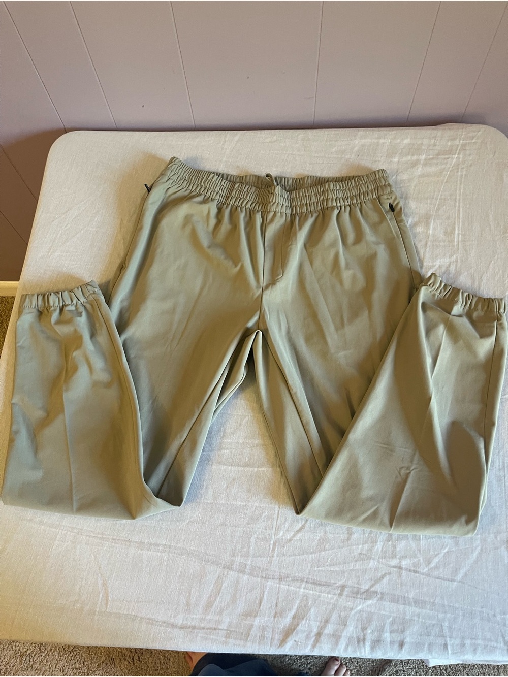 Apana Light Olive Jogger Pants with Elastic Waist